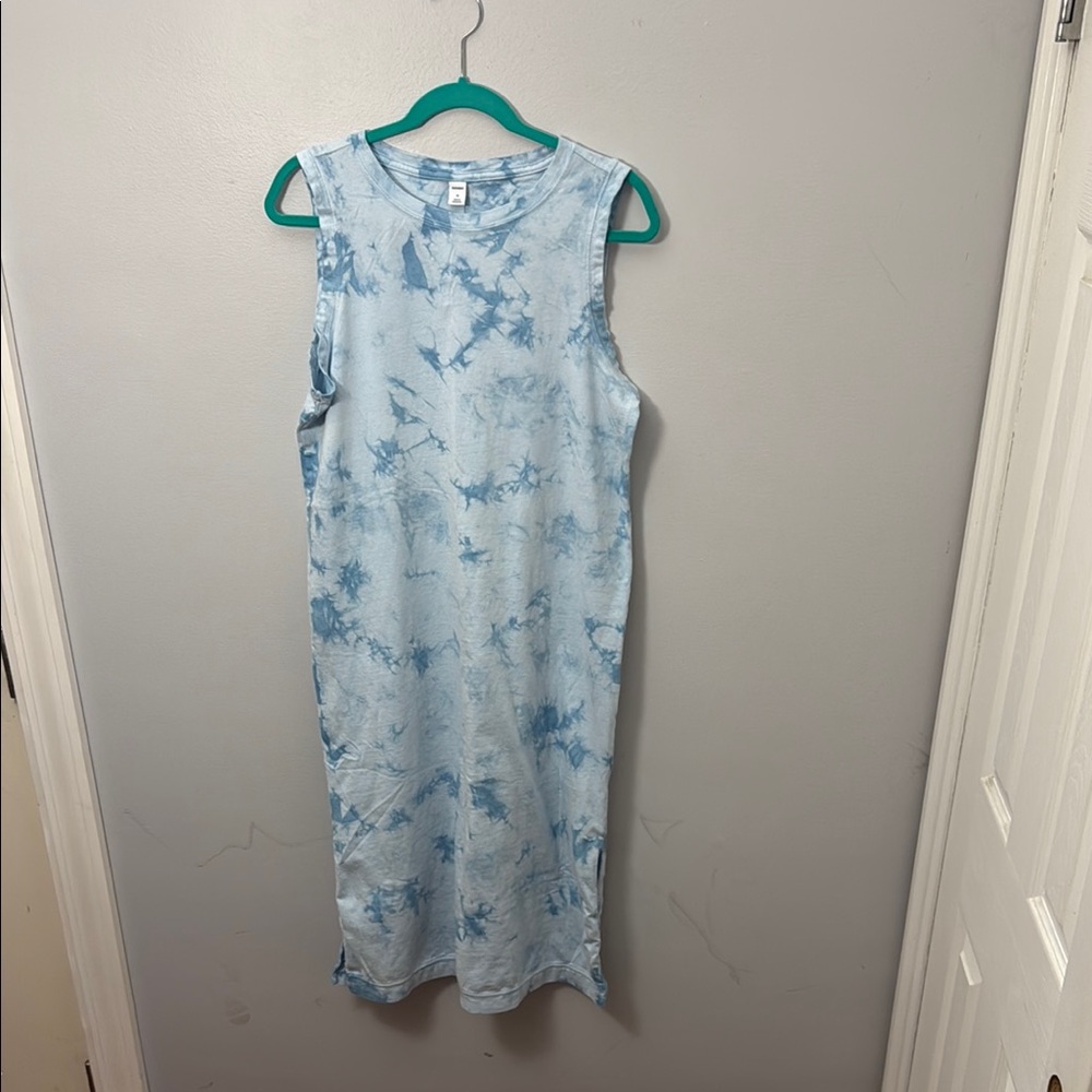 Old Navy Blue Tie Dye Sleeveless Dress With Slits
